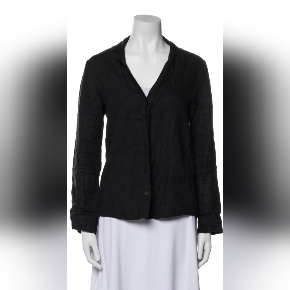 Vincent James HUTTON black Linen Button Front Shirt XS